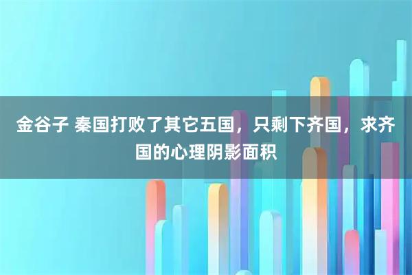金谷子 秦国打败了其它五国，只剩下齐国，求齐国的心理阴影面积