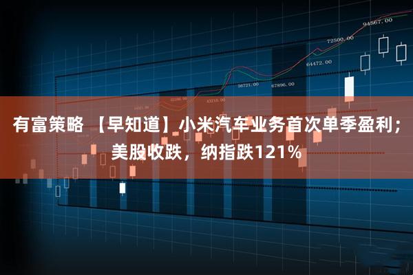 有富策略 【早知道】小米汽车业务首次单季盈利；美股收跌，纳指跌121%